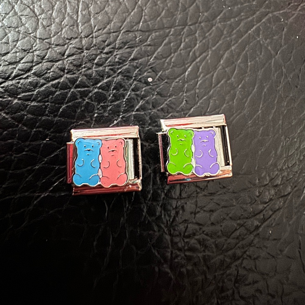 Colorful Gummy Bear Enamel Italian Charm Links - Fun and Playful Design